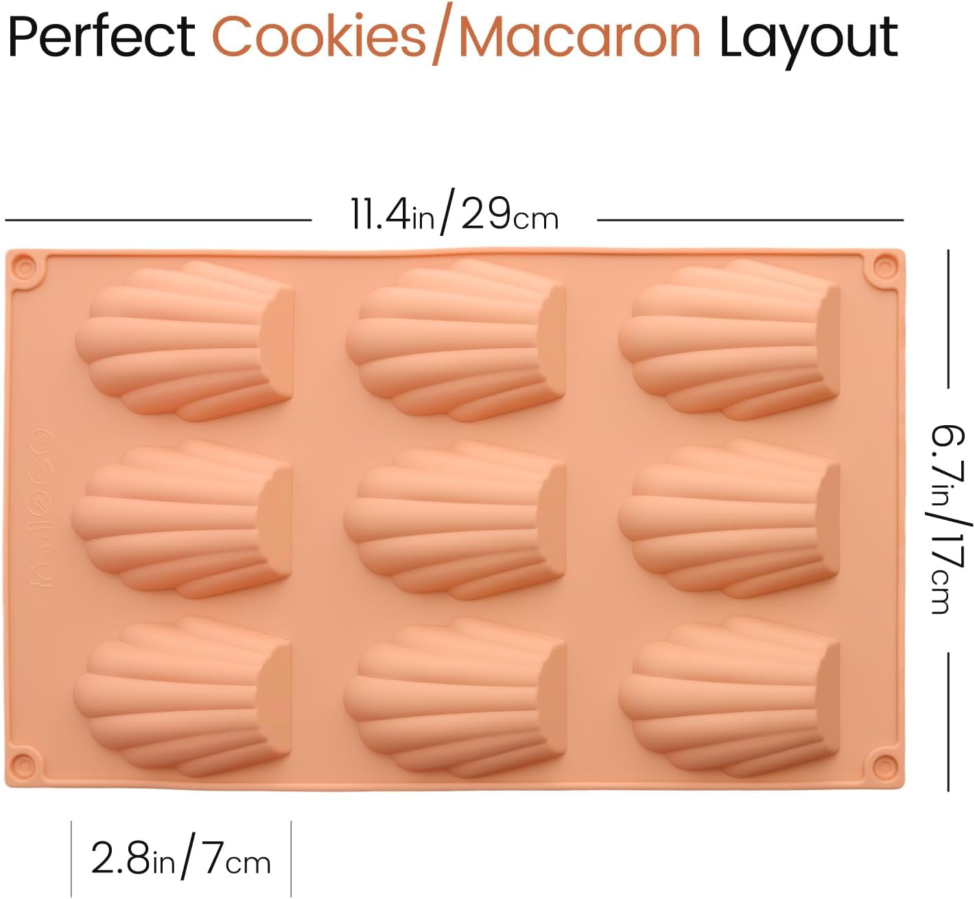 Molde de silicona para galletas Madeleine antiadherente bronce