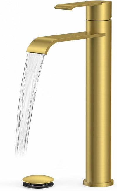 Grifo baño acero inox color dorado con manguera CUPC