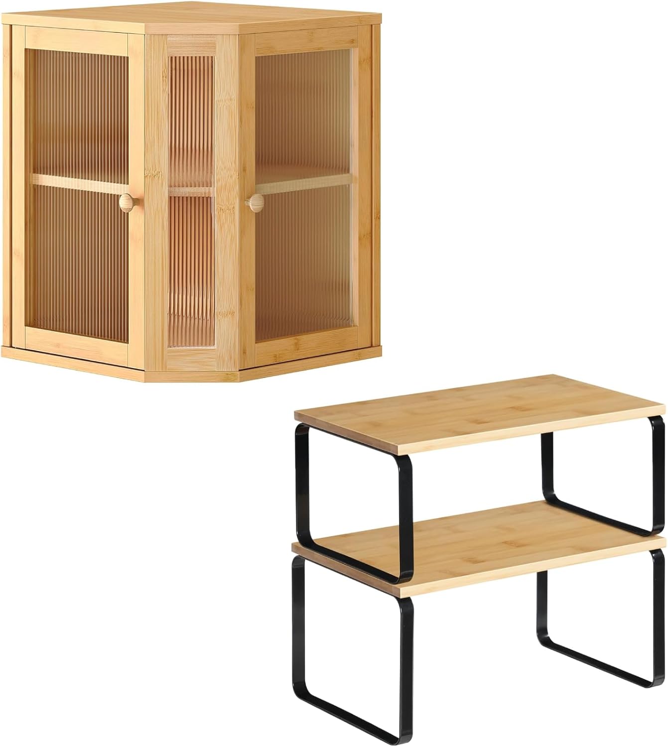 Set 2 estantería cocina con cajón pan de bambú