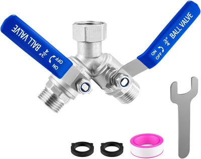 Divisor manguera jardín acero inox 304 3/4pulg 2 vías con llave