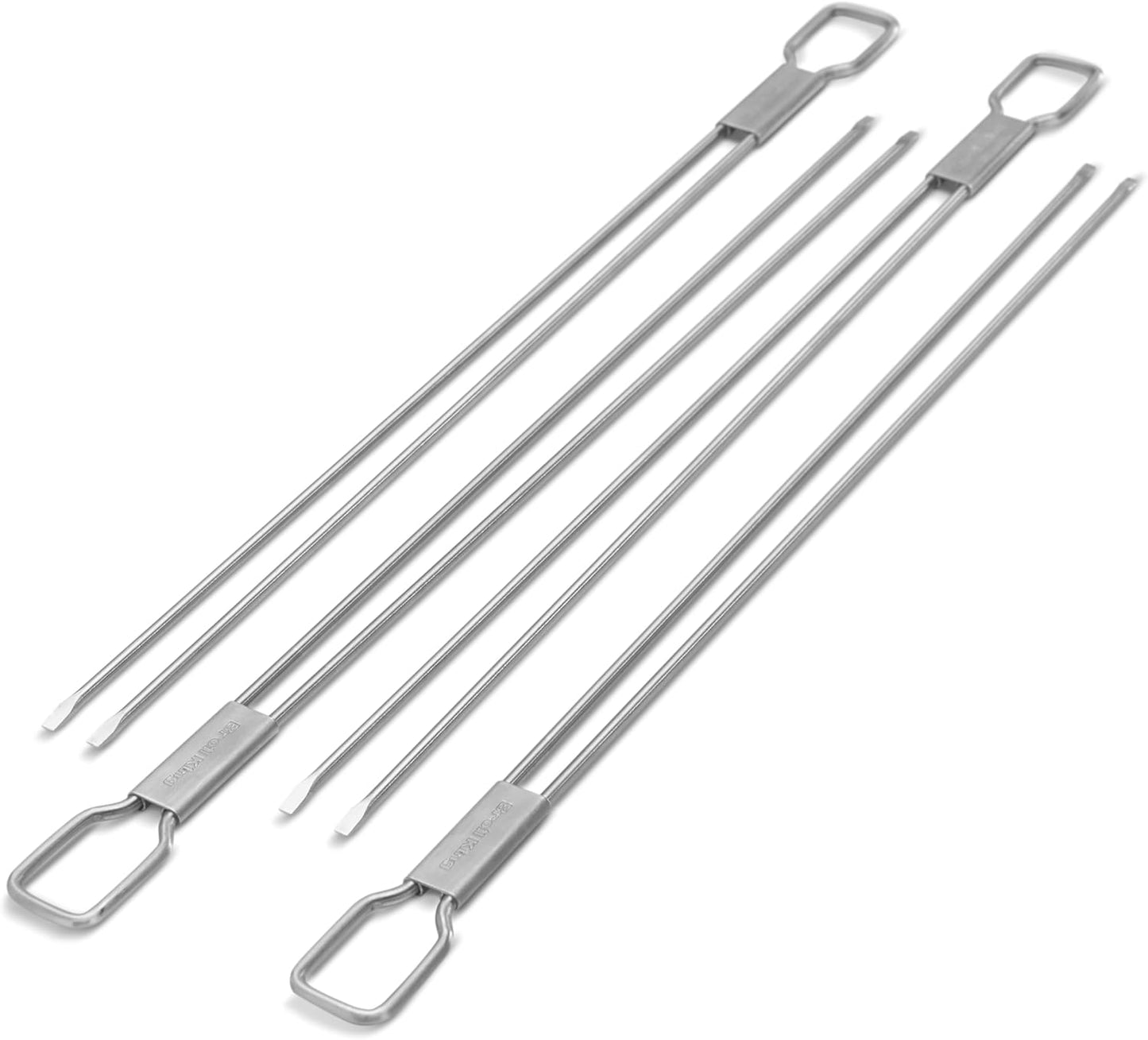 Brochetas acero inox doble punta 12pulg set 4