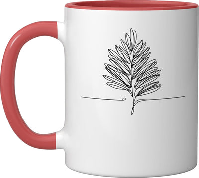 Taza de cerámica Pine Nut Line Art roja y blanca