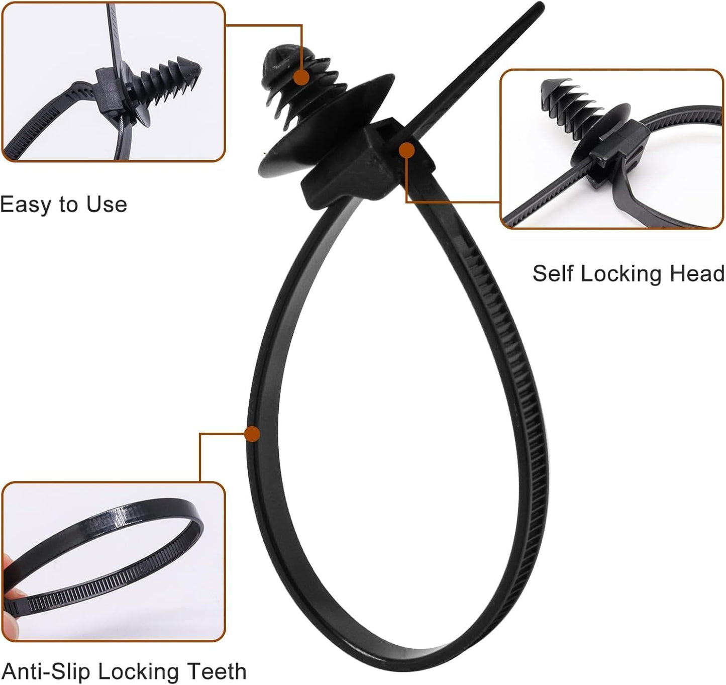 Bridas nailon ataduras cables negro pasador presion