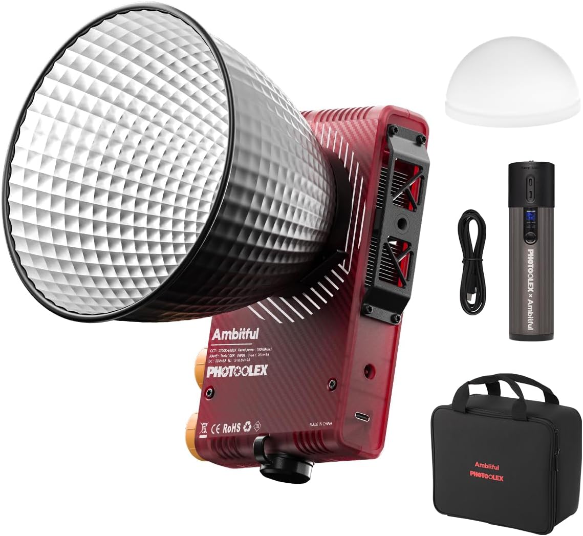 Luz video LED 100W bicolor 2700K-6500K con control app y reflector