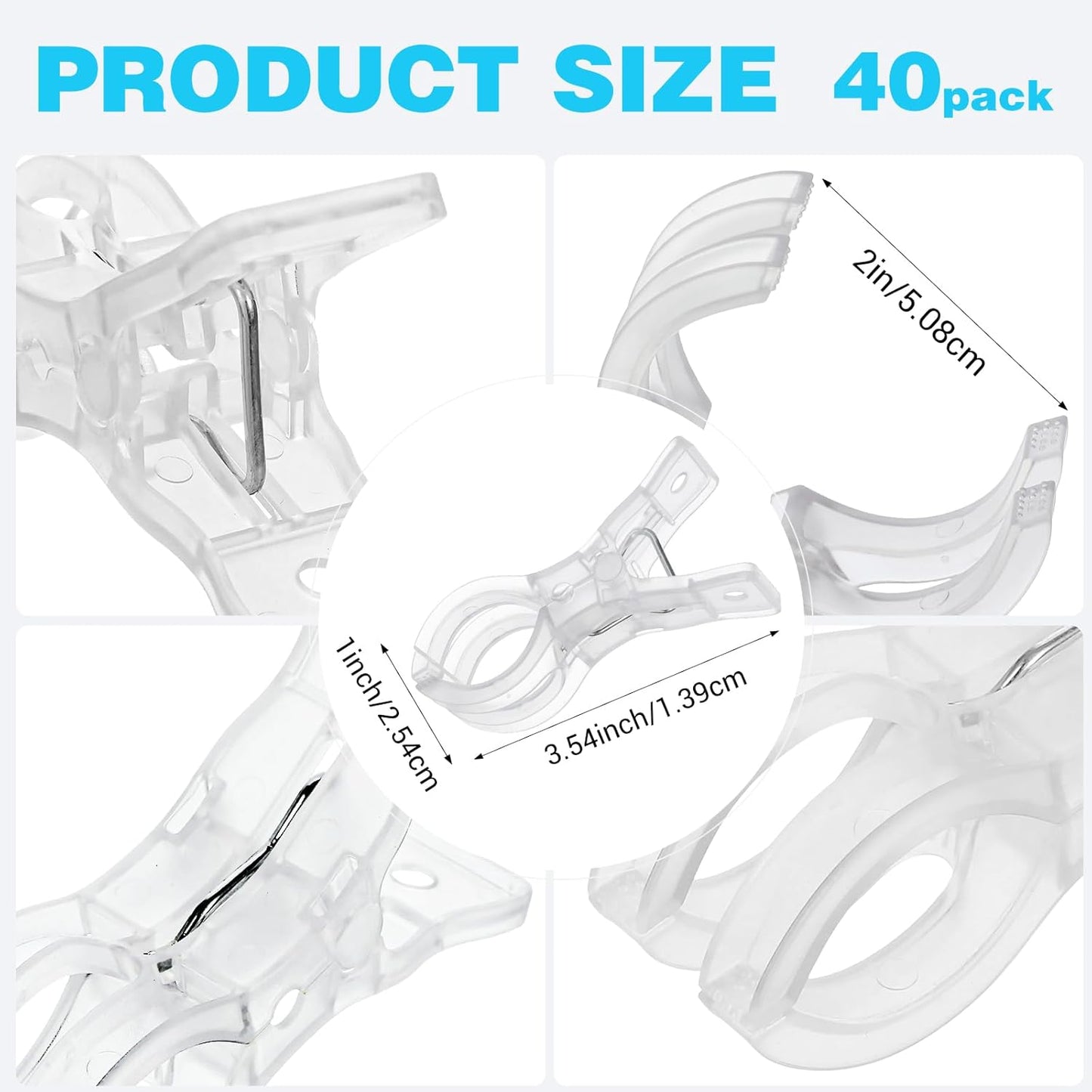 40 Clips Arco Globos Transparentes 3.54pulg Resistentes Decoración