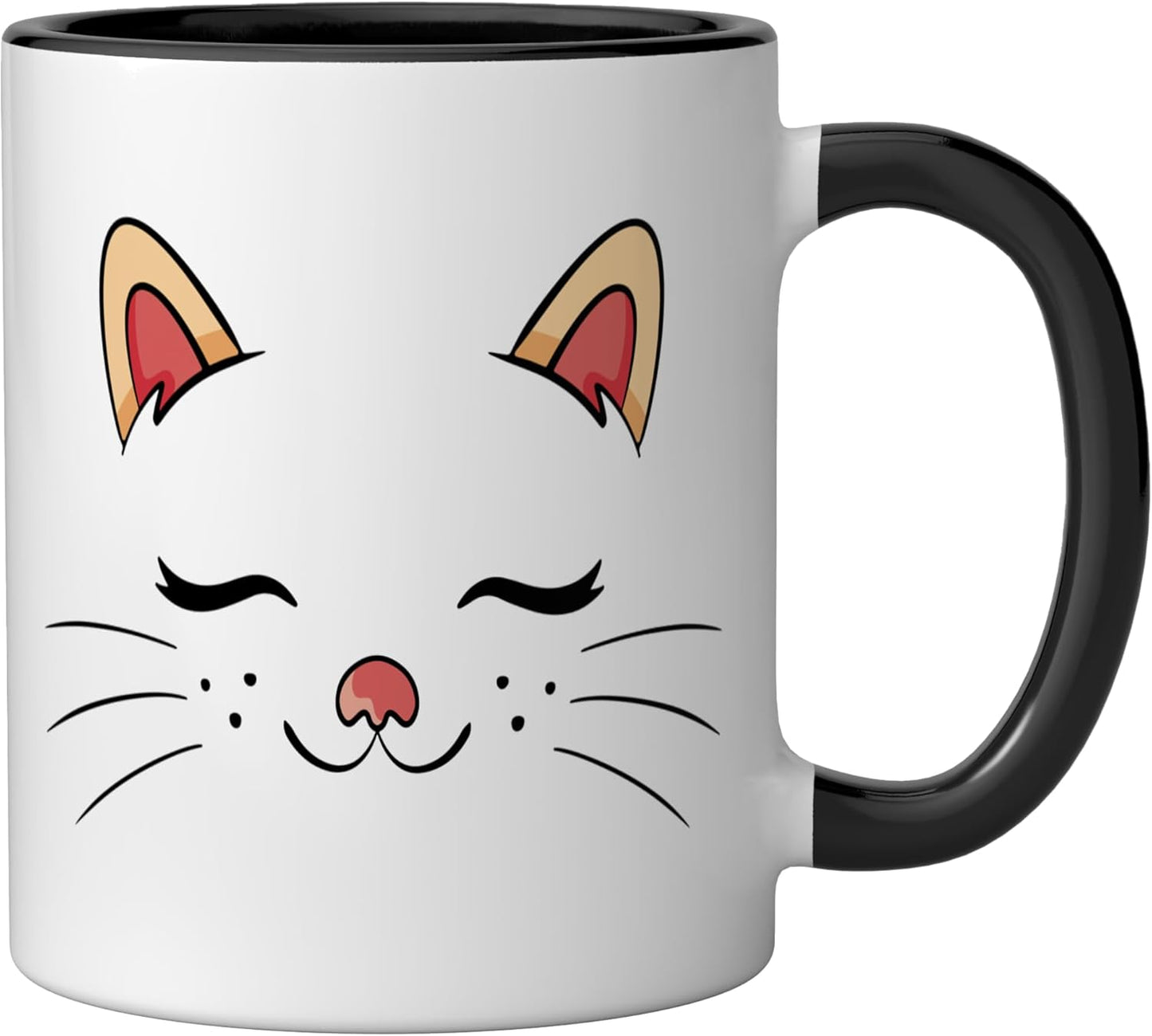 Taza cerámica para gato Purr Cat Face negra/blanca