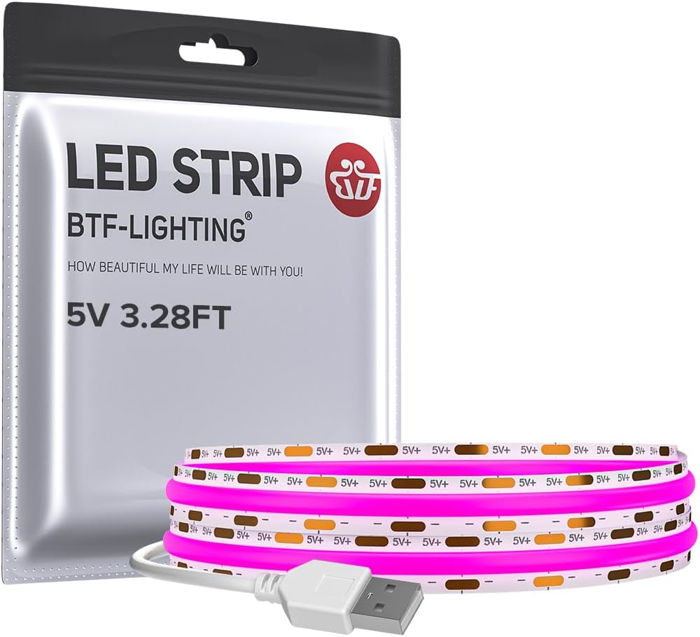 Tira LED COB morado USB 320 LED 3.28pies flexible retroiluminacion
