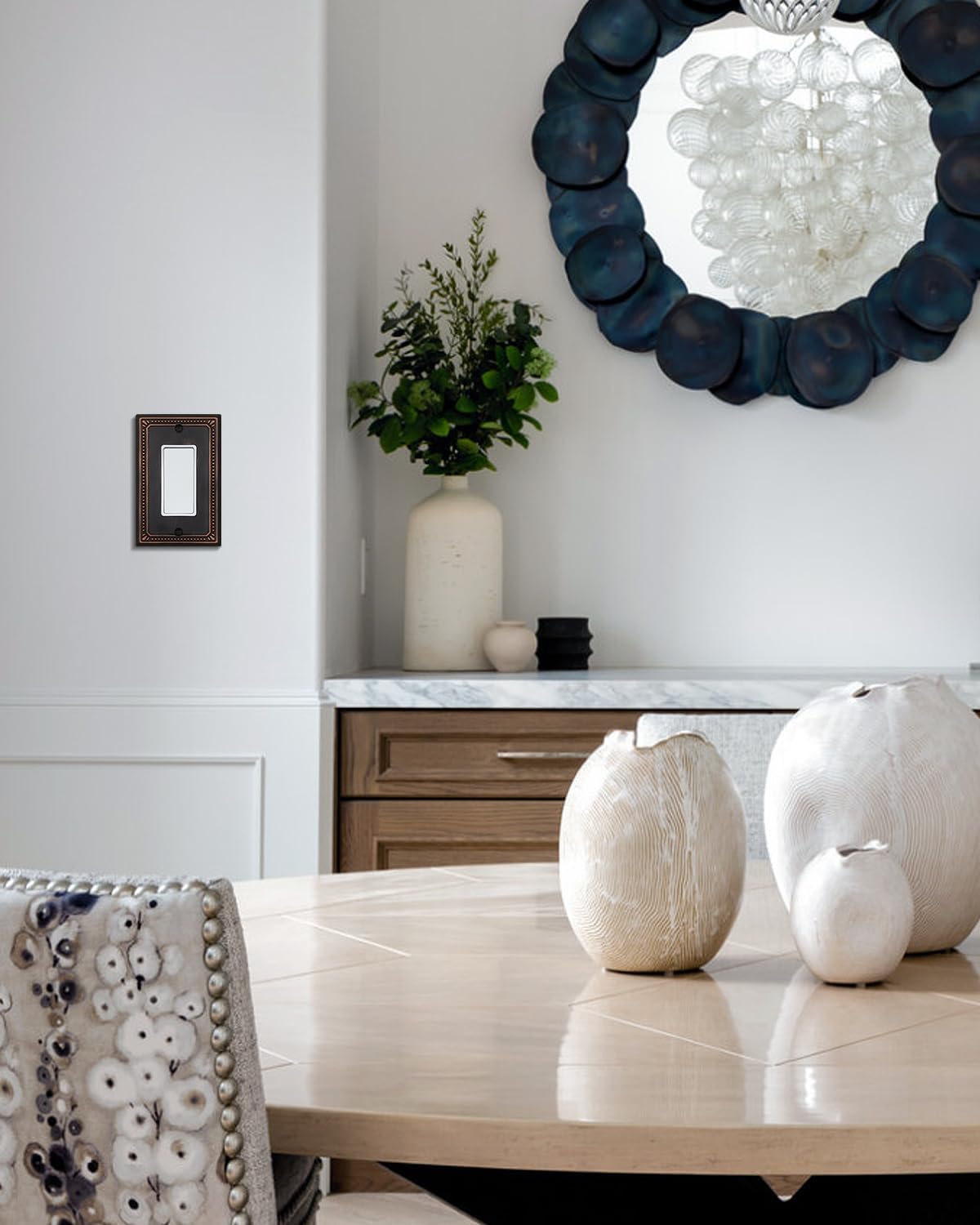 Placas pared metal decorativas perlas bronce envejecido set 2