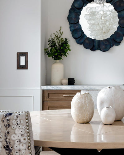 Placas pared metal decorativas perlas bronce envejecido set 2