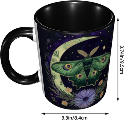 Taza de café con diseño de polilla de 11 oz cerámica