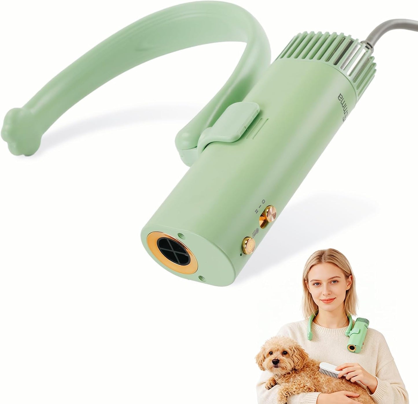 Secador de pelo mascotas 1400W manos libres 4 modos calor/frío