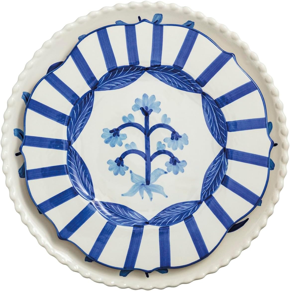 Plato anidado cerámica floral azul