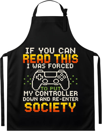 Aprón de juego unisex negro con dos bolsillos y cuello ajustable
