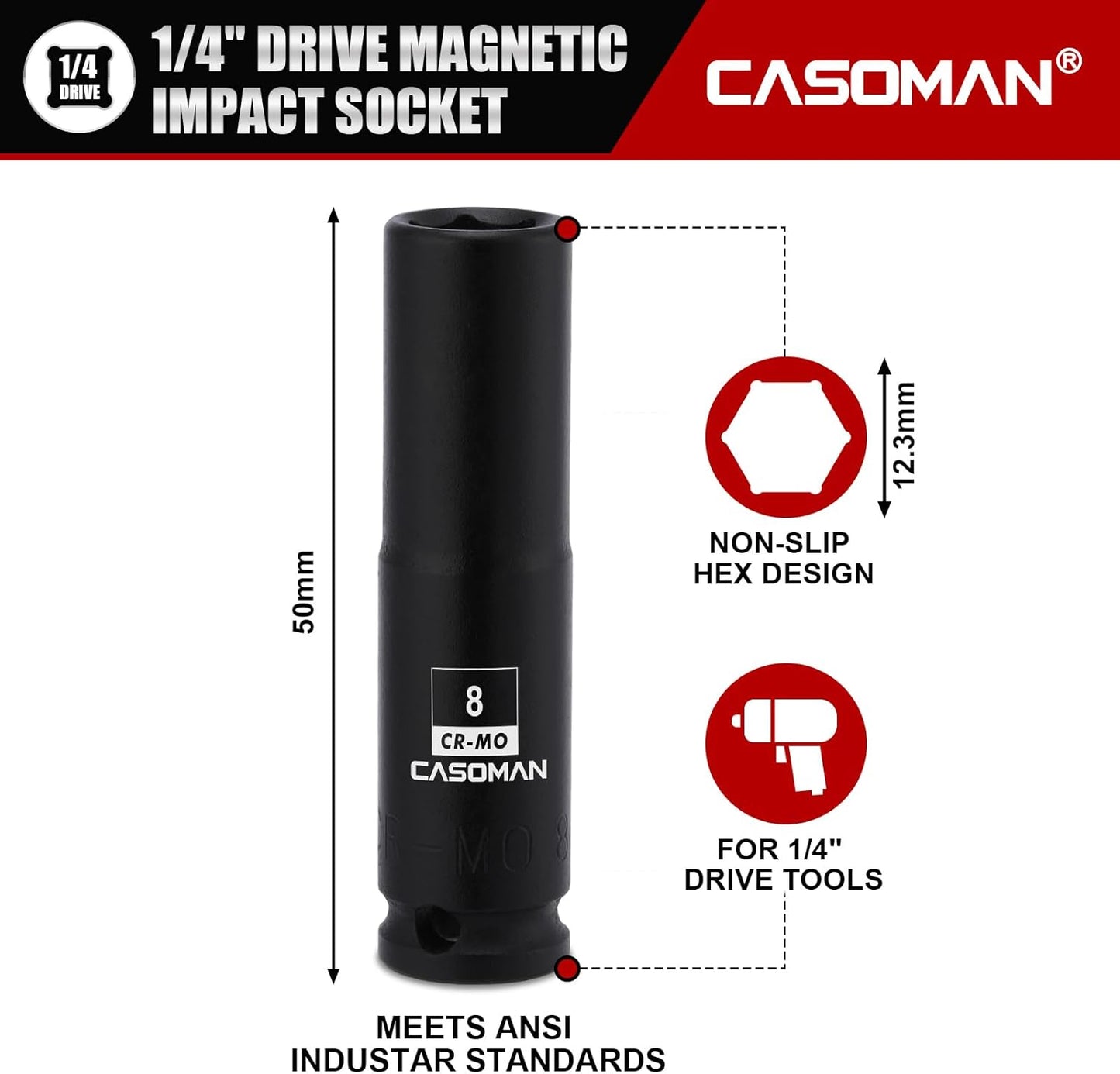 Enchufe impacto magnético 1/4" 6 puntos fosfato negro