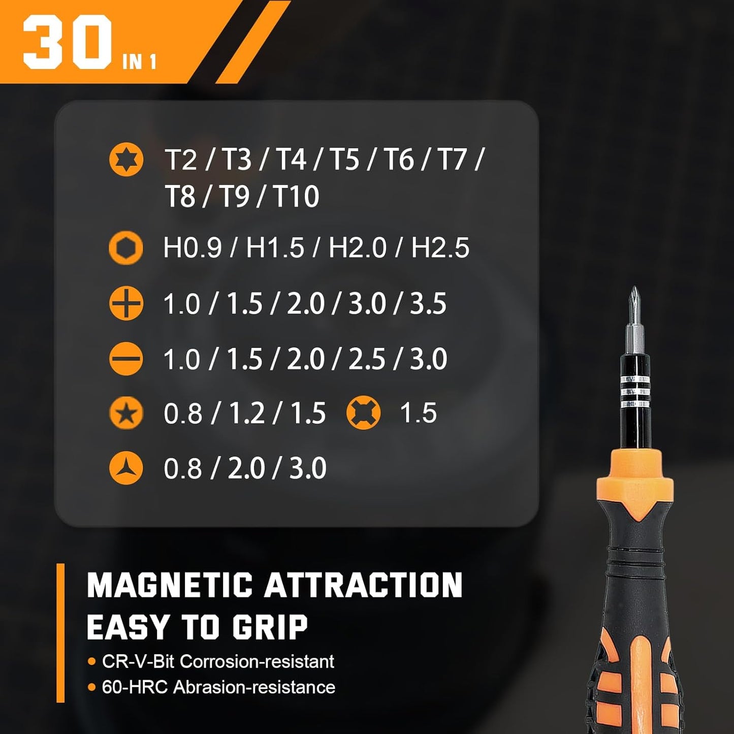Set 33en1 Destornilladores Precisión Puntas Torx Reemplazables