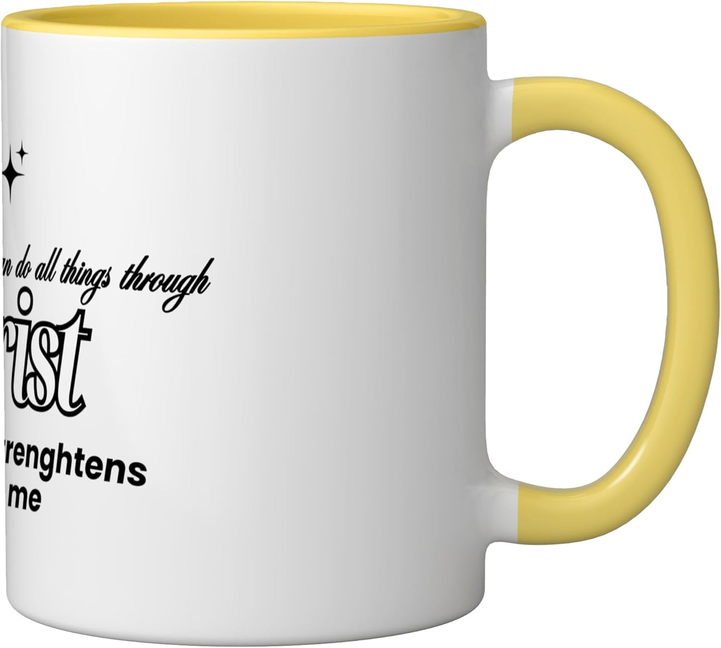 Taza cerámica amarillo/blanco I can do all things through Christ