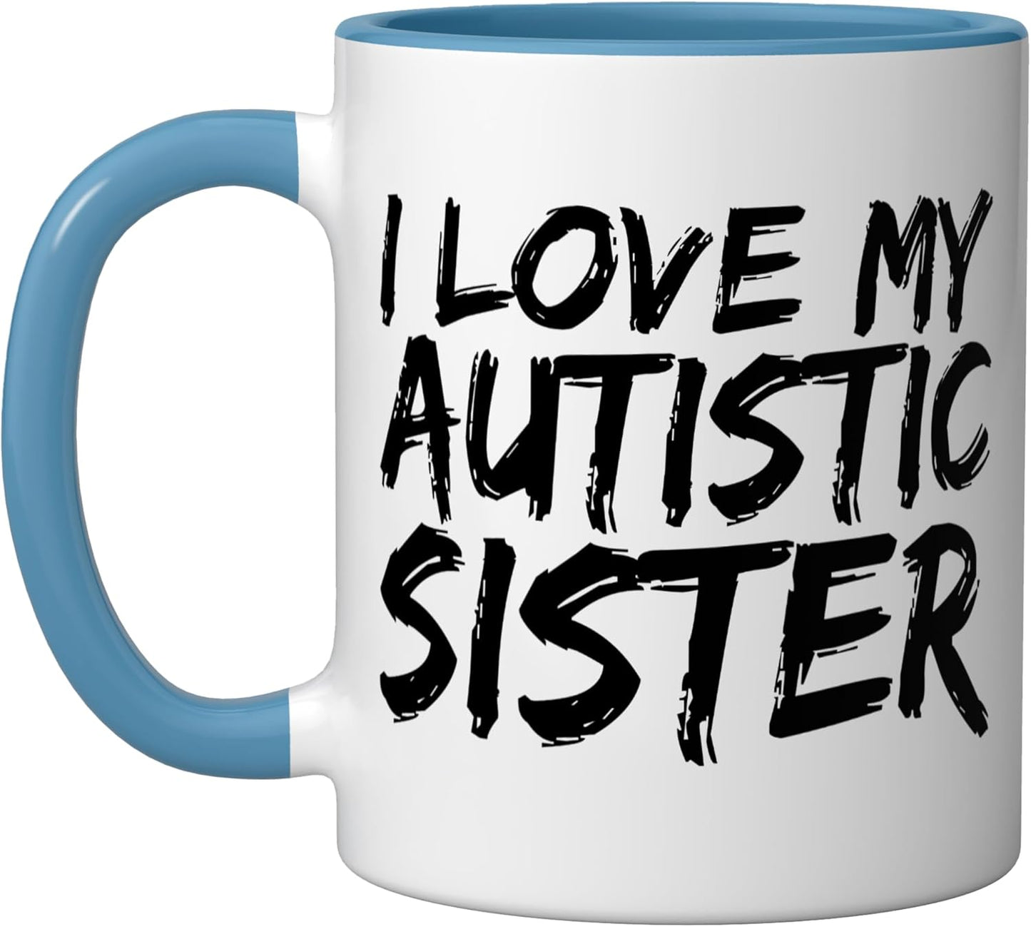 Taza Cerámica Apoyo Autismo Hermana Azul/Blanco