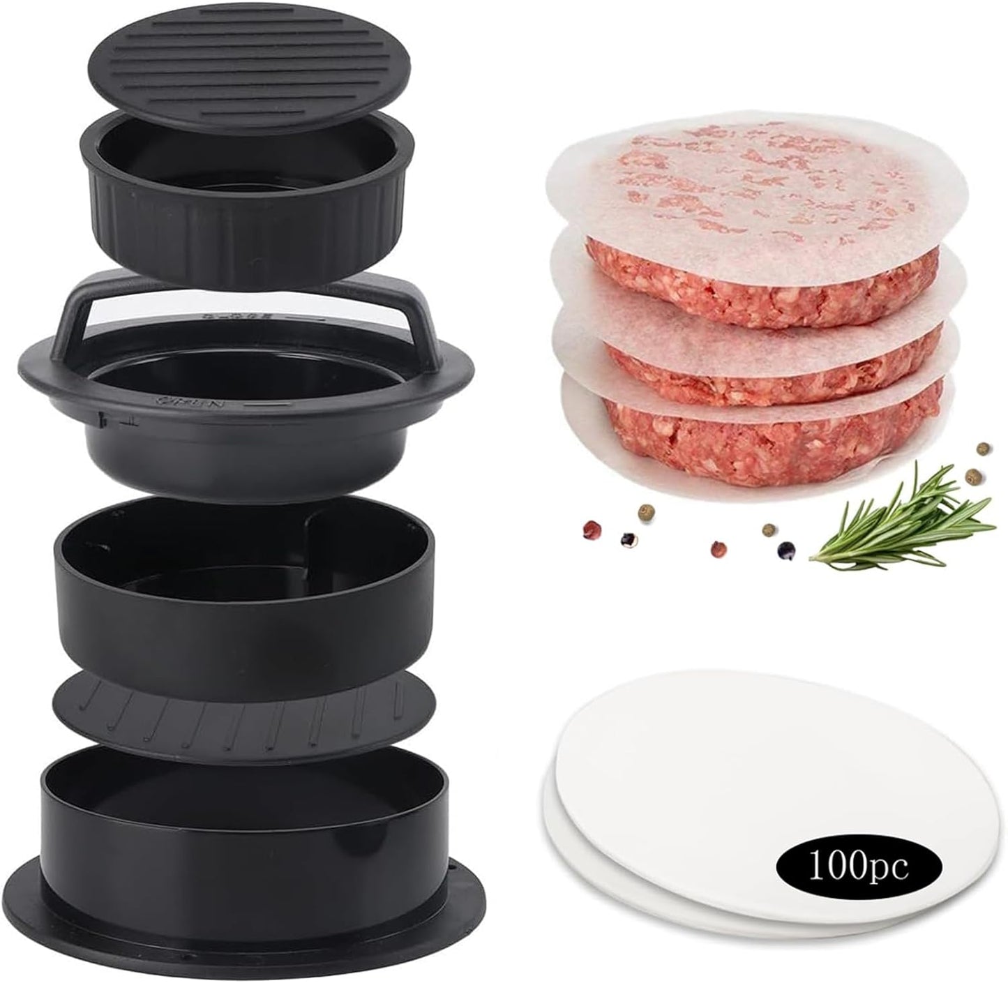 Set 3 Molde Hamburguesas Antiadherente y Abrazadera Huevos