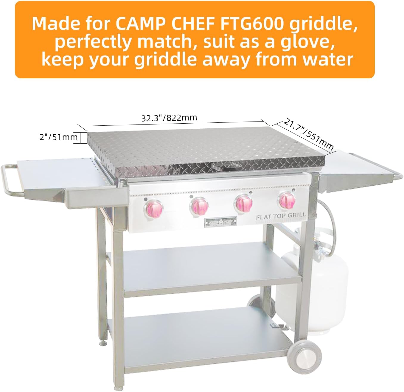 Cubierta parrilla 32pulg para plancha chef campamento