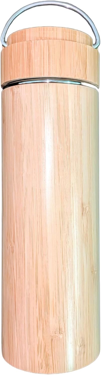 Botella infusora té bambú 17oz acero inox doble pared