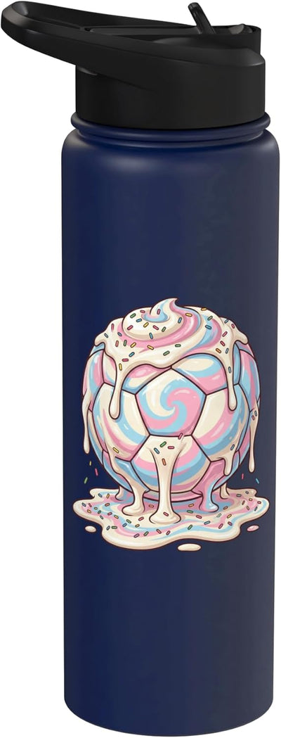 Botella de agua para niños con bola de fútbol y helado de acero inoxidable