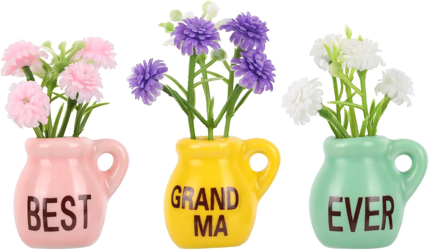 3 imanes cerámica nevera con flores artificiales regalo