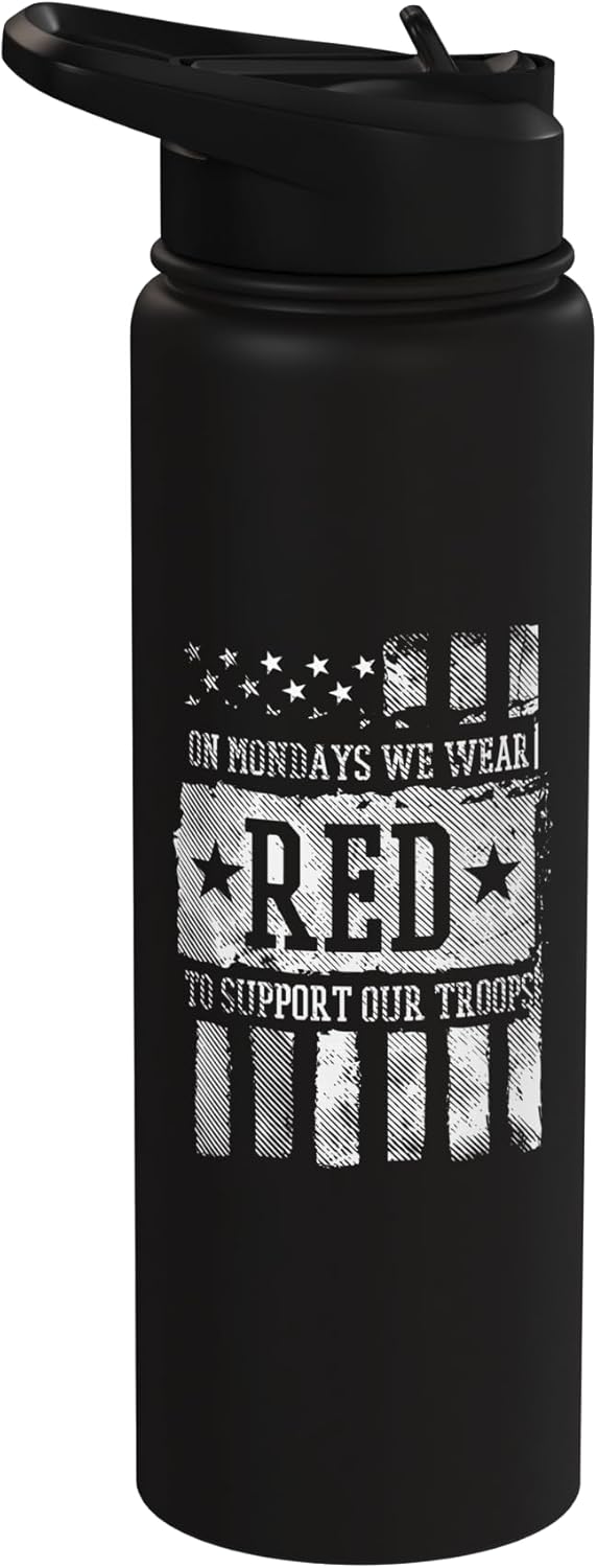 Botella agua acero inox aislada con bandera Memorial Day