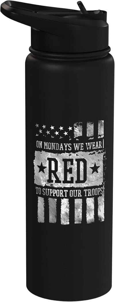 Botella agua acero inox aislada con bandera Memorial Day