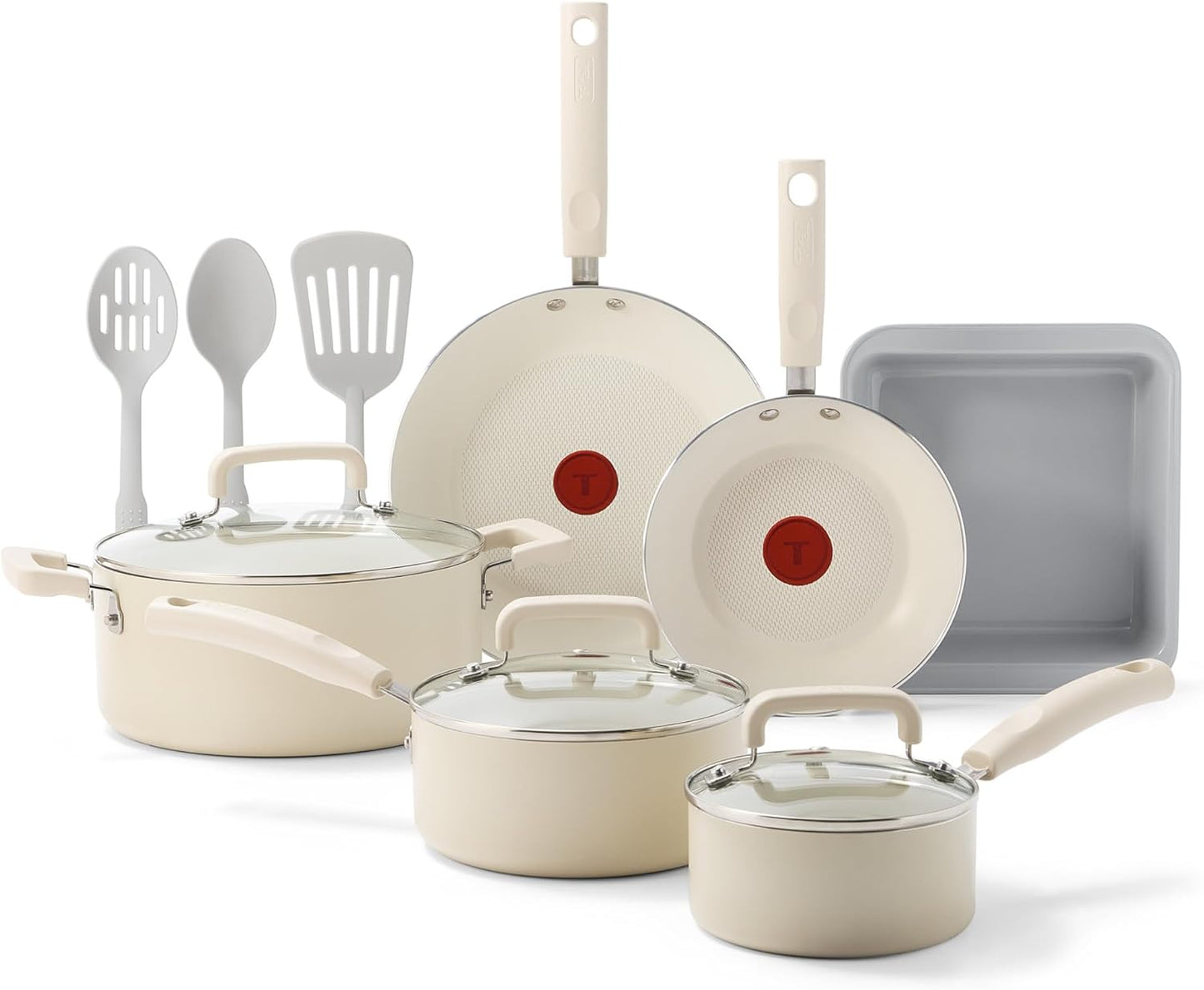 Juego 12 Pzas Utensilios Antiadherentes Beige