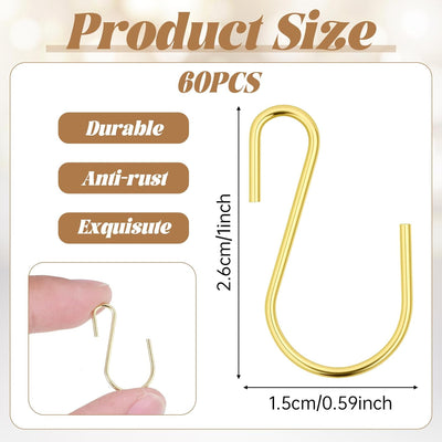 60 Ganchos Metal 1pulg Forma S para Colgar Joyas y Utensilios