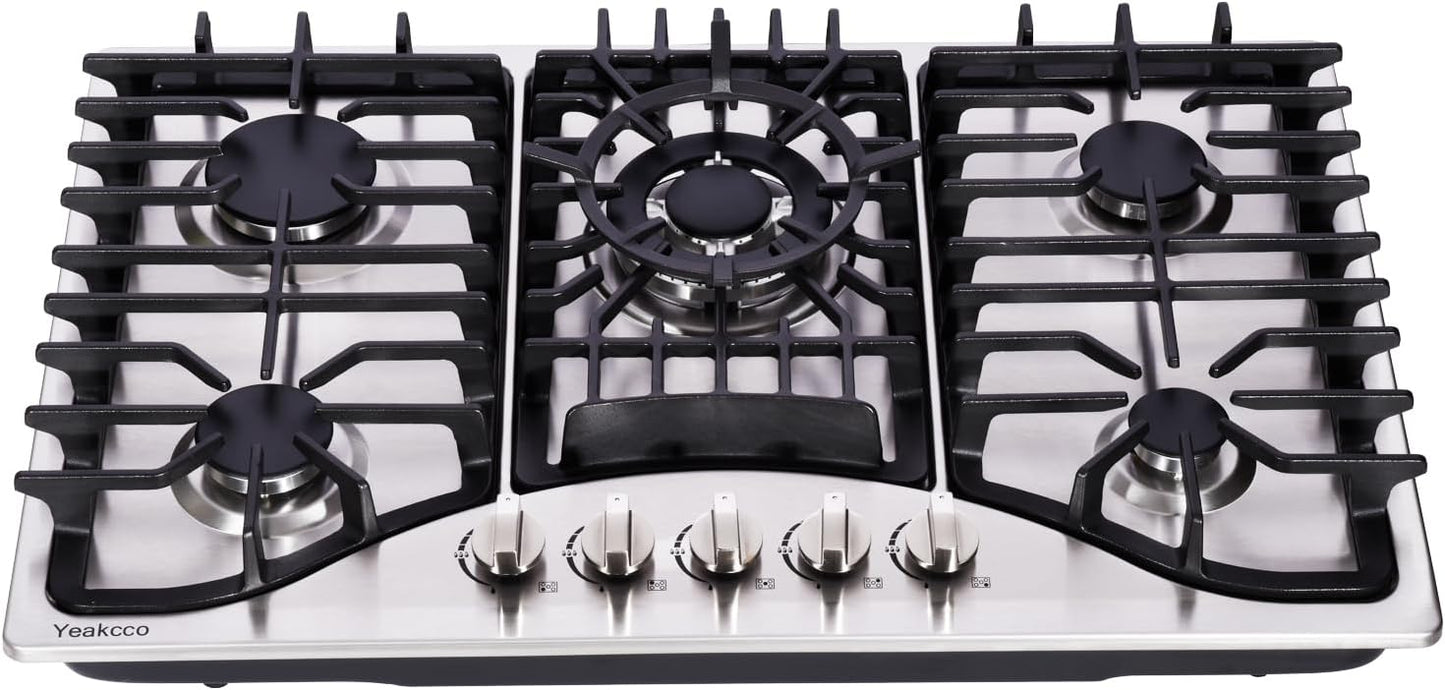 Estufa gas 30pulg 5 quemadores acero inox propano/natural