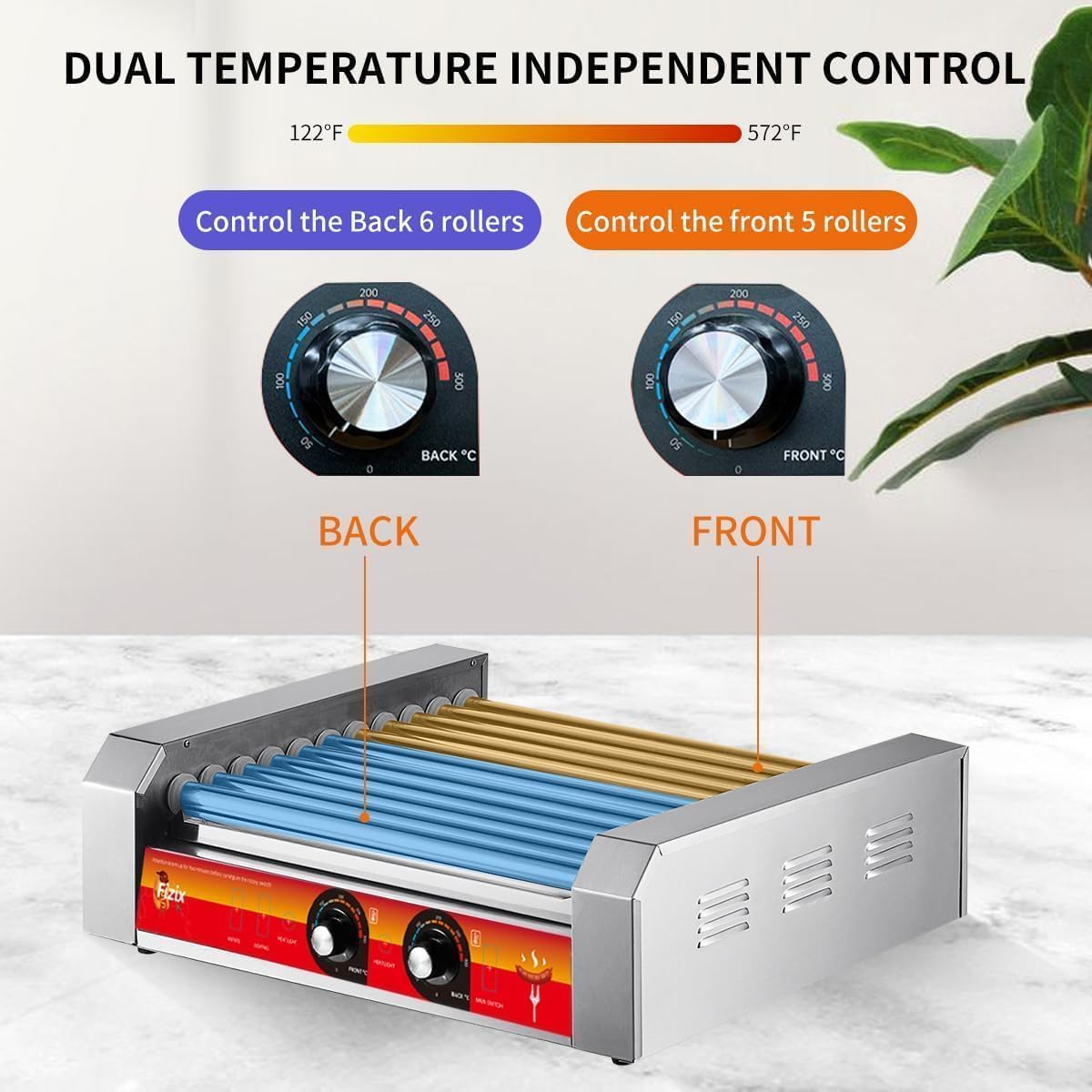 Máquina perros calientes 11 rodillos 1670W acero inox