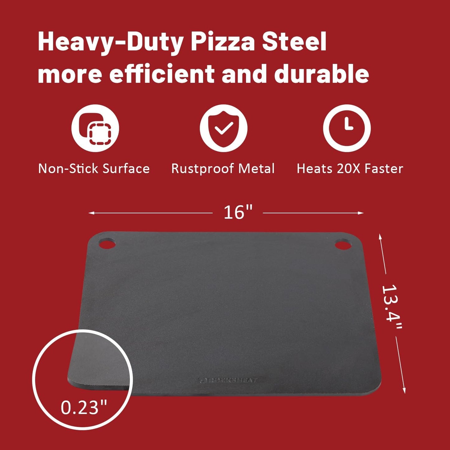 Plato acero carbono para hornear pizza 16x13.4pulg