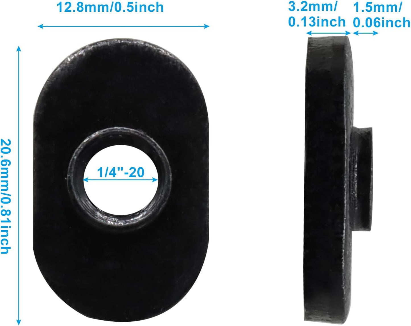 Pack 20 Tuercas T 1/4-20 para Perfiles Aluminio 1"