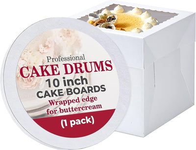 Caja para tartas con tabla y ventana blanca 10 pulgadas