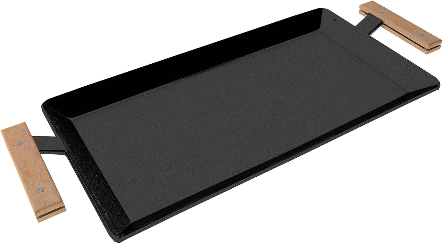 Plancha acero carbono 24pulg doble quemador mango madera