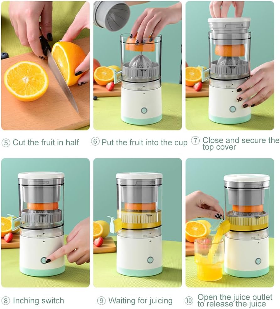 Exprimidor eléctrico recargable para hacer jugo de naranja, limón, kiwi y pomelo