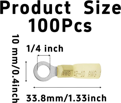Kit 100 Conectores Termorretráctiles Marinos Amarillos