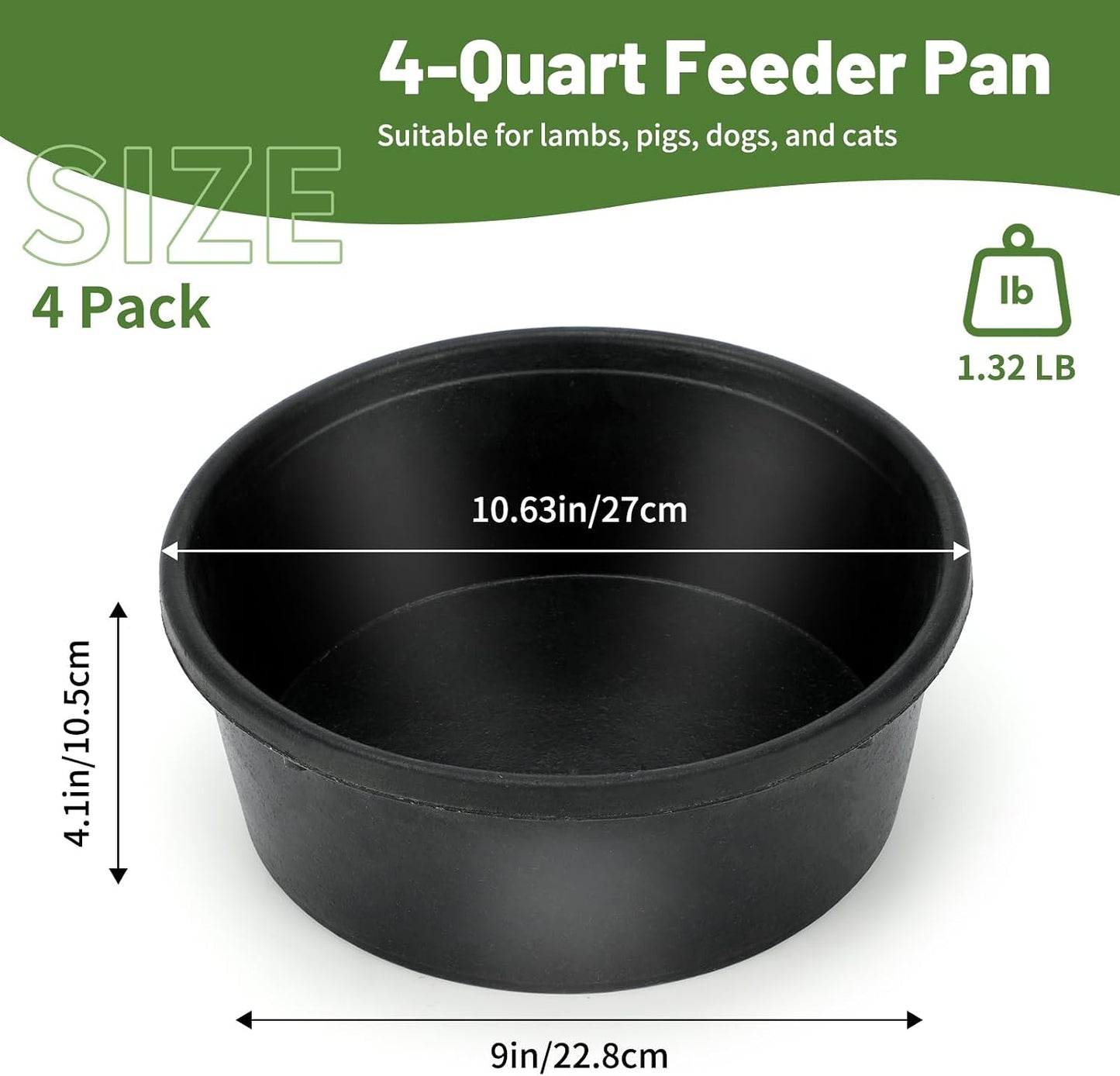 6 bandejas goma para alimentación caballo 1gal 10.6x4.1pulg
