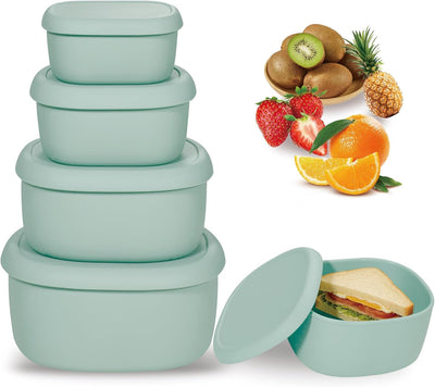 4 Pack Contenedores Silicón con Tapas Bento Box 6.7-30oz Verde