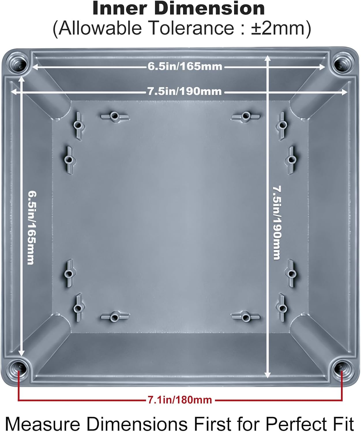 Caja conexiones eléctricas 8x8x4 pulg IP65 ABS