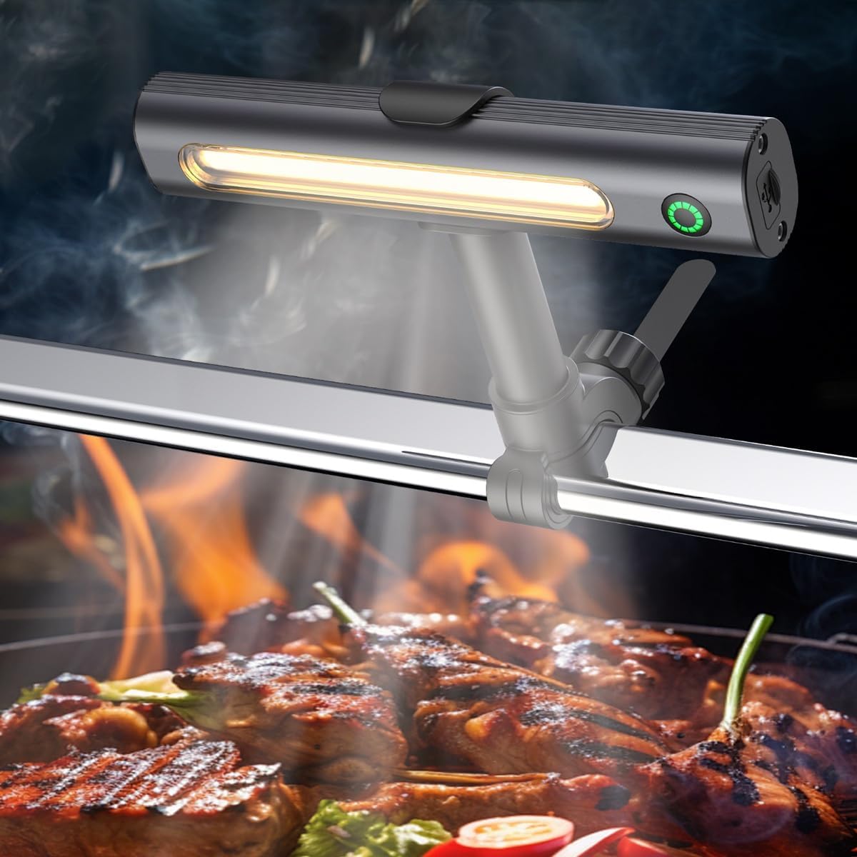 Luz recargable parrilla 360° USB-C IPX5 brillo 2 niveles