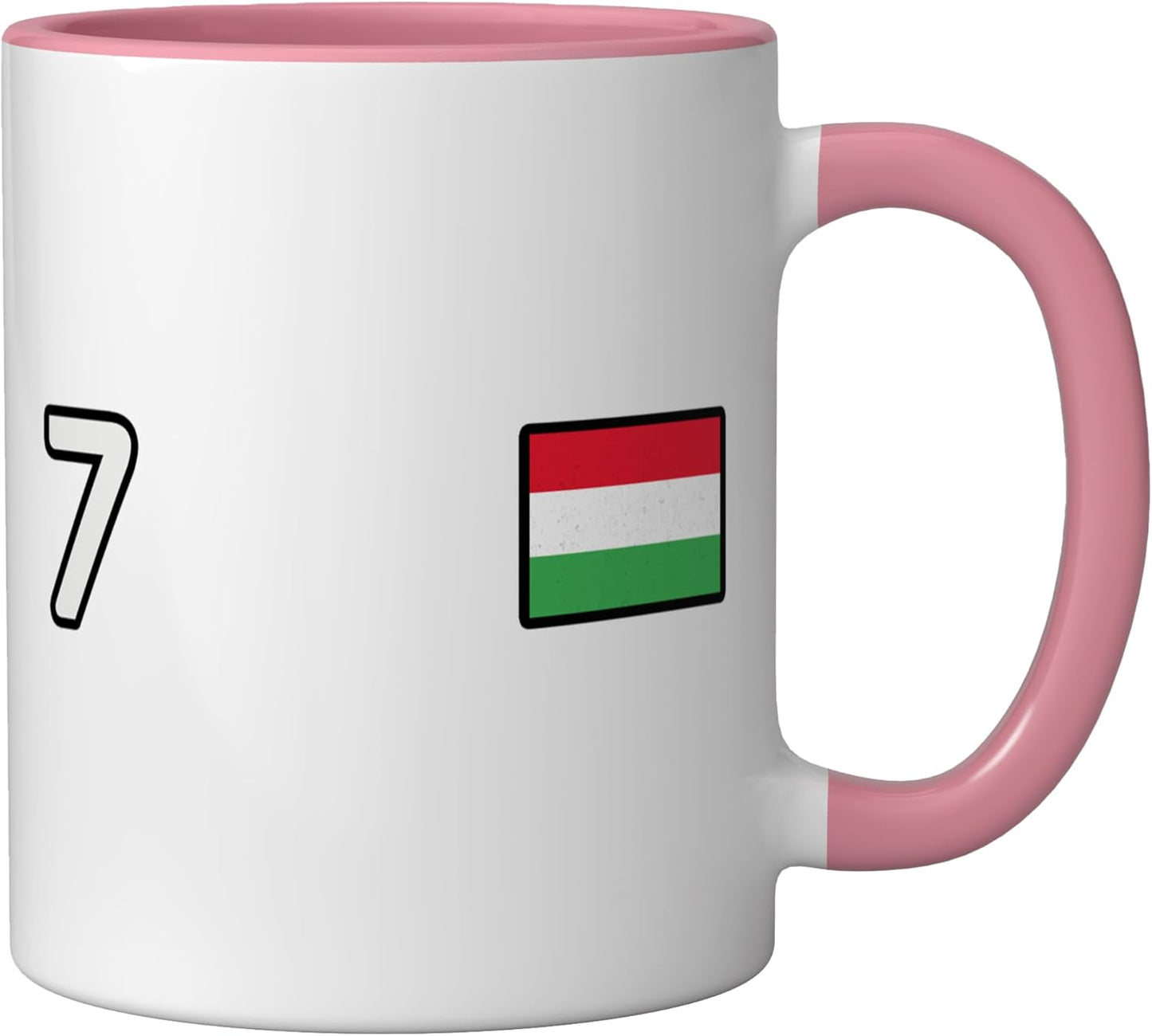 Taza Cerámica Bandera Hungría Rosa/Blanco