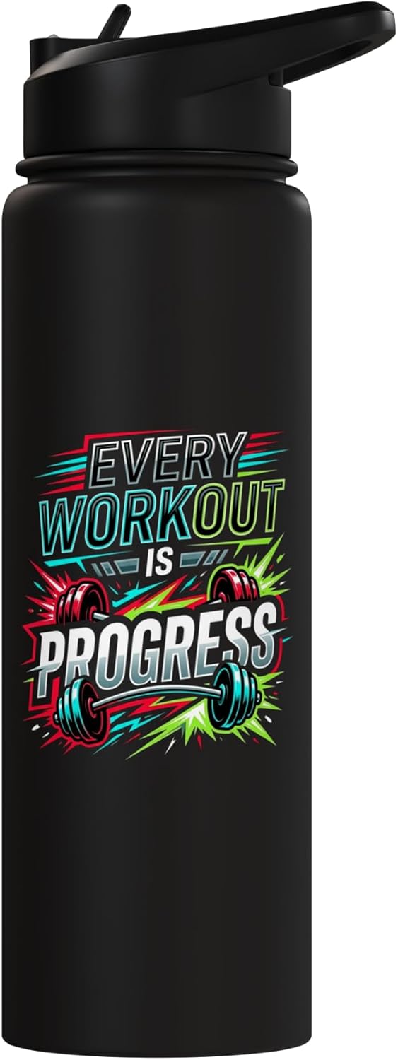 Bottella de agua aislada de acero inoxidable motivación fitness