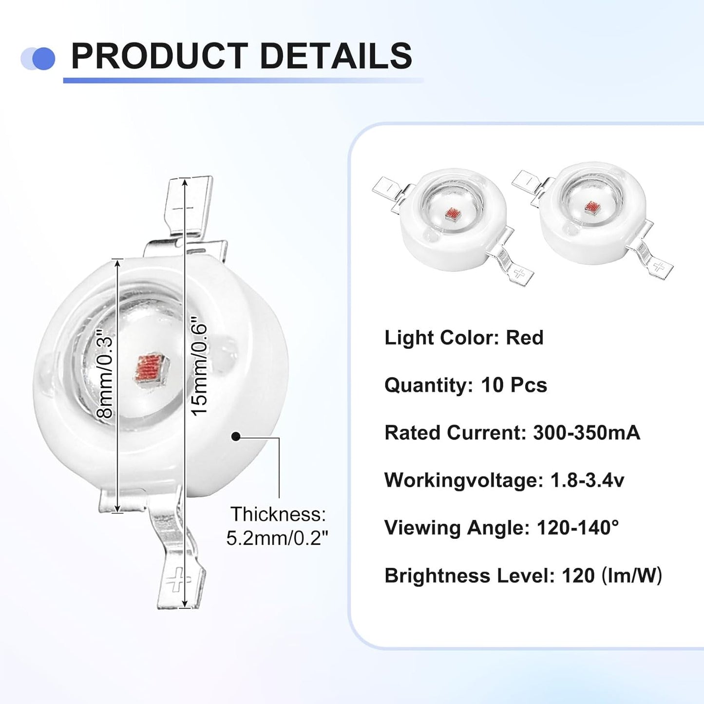 Lámpara LED COB 1.8-3.4V 10 Pzas para Experimentos y Decoración