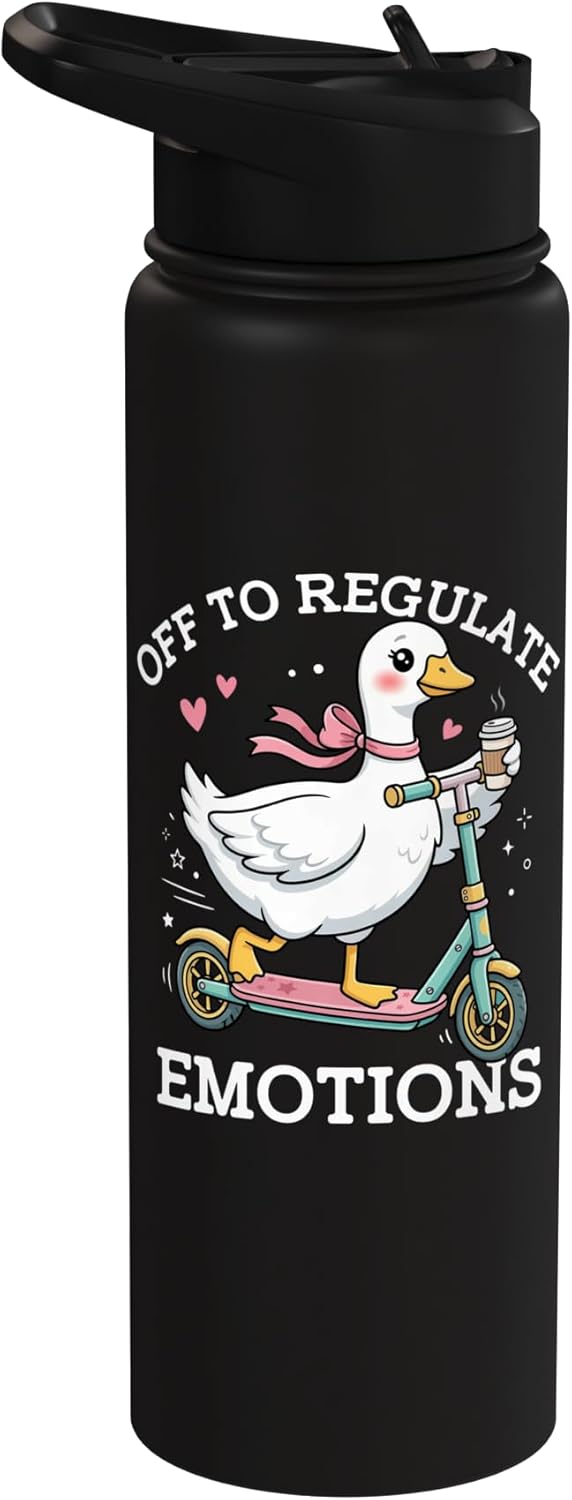 Botella de agua acero inoxidable aislada con meme mental salud emocional