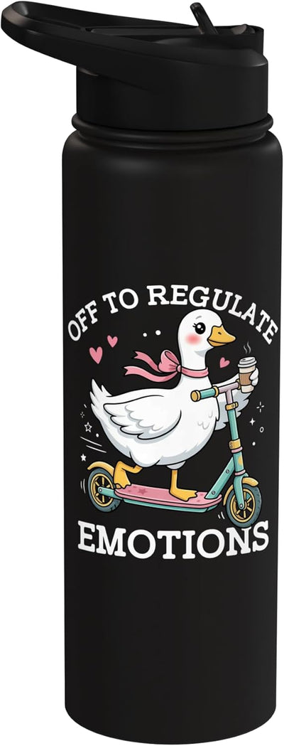 Botella de agua acero inoxidable aislada con meme mental salud emocional
