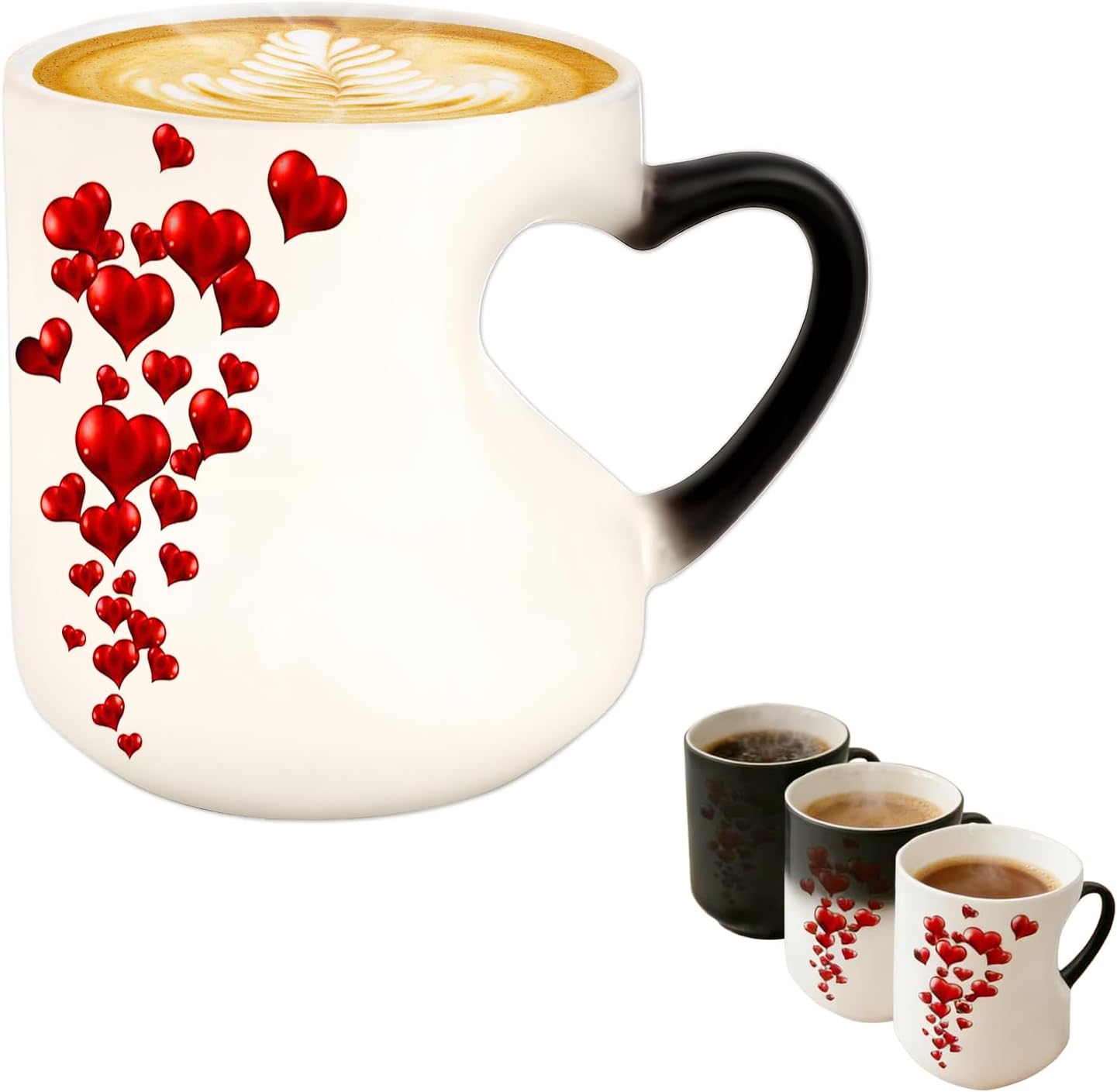 Taza cerámica café con diseño corazón 11oz negro