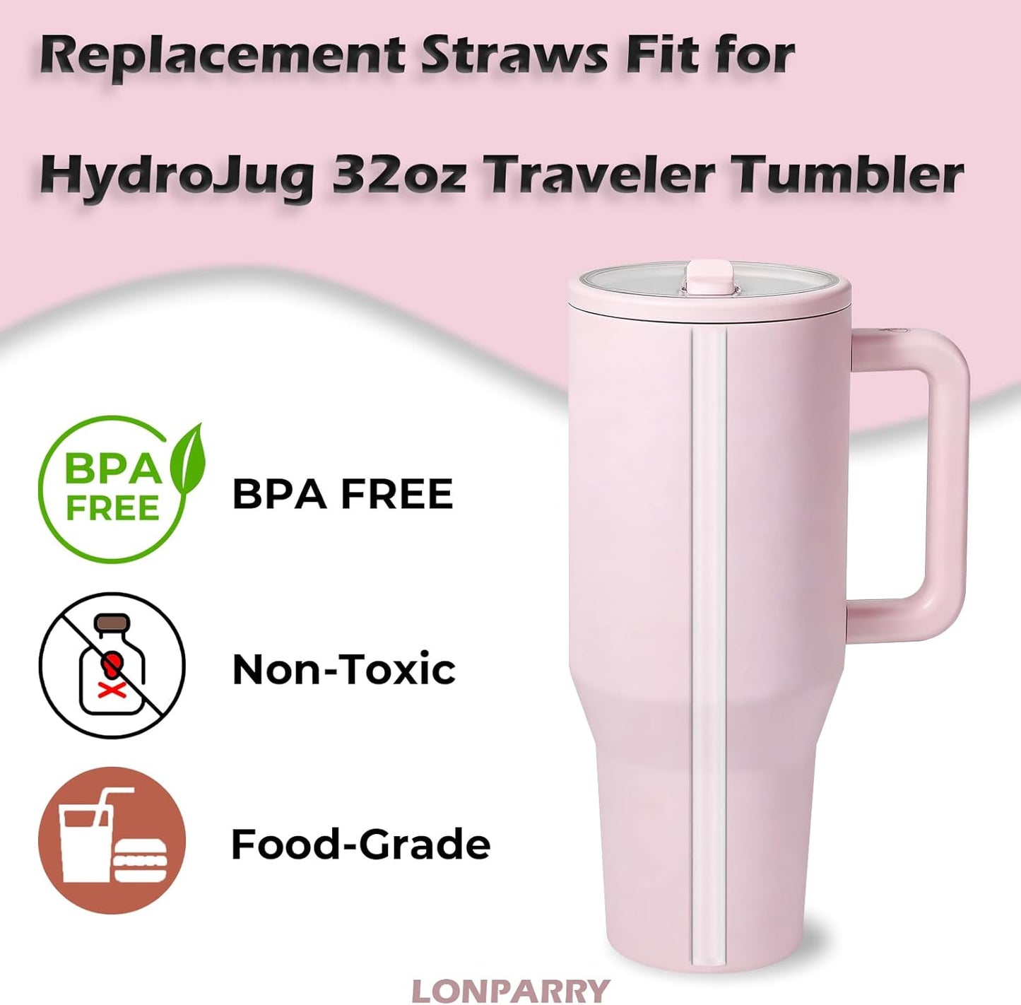 6 Popotes Reutilizables para HydroJug 32oz con Cepillo