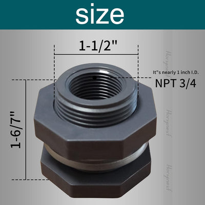 Adaptador NPT3/4 para tubo PVC manguera jardín cubo drenaje